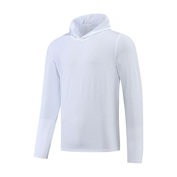 cfhntfmh Mens Workout Hoodie Gym Active Long Sleeve Pullover Lightweight Hoodie Casual Hooded Sweatshirts（White,X-Large)