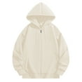 thumbnail image 1 of cfhntfmh Mens Zip up Hoodie Fleece Lined Hoodie Jacket Full Zip Sweatshirts Outdoor Thermal Athletic Hoodies for Men（Beige,4X-Large), 1 of 3