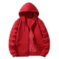 thumbnail image 1 of cfhntfmh Mens Zip up Hoodies Solid Color Soft Fleece Sweatshirt Warm Athletic Hoodies for Men with Pocket Full Zip Sweatshirt Jacket（Red,3X-Large), 1 of 7
