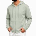 thumbnail image 1 of cfhntfmh Mens Zip up Sweatshirt Casual Drawstring Long Sleeve Hooded Jackets with Pockets Fall Trendy Clothing (Mint Green,X-Large), 1 of 7