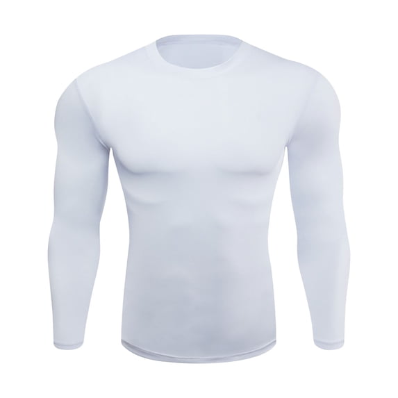 cfhntfmh Muscle Shirts for Men Long Sleeve Workout Base Layer Athletic Gym Tops Quick Dry Running Undershirts(White,X-Large)