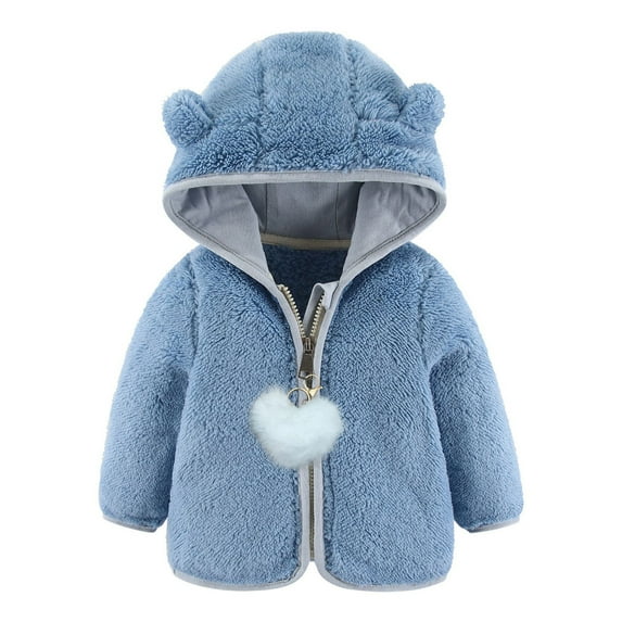 cfhntfmh Newborn Infant Baby Boys Girls Winter Coat Warm Fleece Zipper up Hooded Jacket Warm Fuzzy Todder Outwear