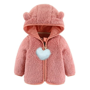 cfhntfmh Newborn Infant Baby Boys Girls Winter Coat Warm Fleece Zipper up Hooded Jacket Warm Fuzzy Todder Outwear