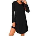 thumbnail image 1 of cfhntfmh Nightgowns for Women Comfy V Neck Long Sleeve Nightshirts Soft Flowy Plain Loungewear Sleepwear for S-XXL, 1 of 7