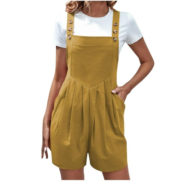 cfhntfmh Overalls for Womens Casual Adjustable Straps Romper Sleeveless Loose Summer Wide Leg Bib Jumpsuit with Pockets