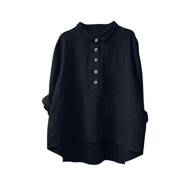cfhntfmh Oversized Shirts for Women Loose Fall Collared Buttons down Blouses Comfy Long Sleeve Plain Tops