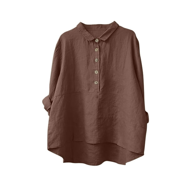 cfhntfmh Oversized Shirts for Women Loose Fall Collared Buttons down Blouses Comfy Long Sleeve Plain Tops