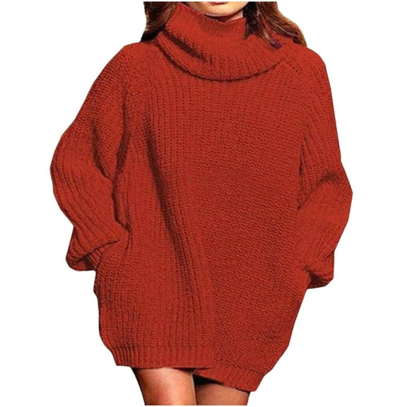 cfhntfmh Oversized Sweater for Women Casual Fall Winter Pullover Tops Turtleneck Long Sleeve Solid Color Knit Pullover
