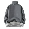 thumbnail image 1 of cfhntfmh Oversized Sweaters for Men Warm Fleece Turtleneck Long Sleeve Knit Sweates Loose Thicked Solid Color Winter Pullovers, 1 of 5