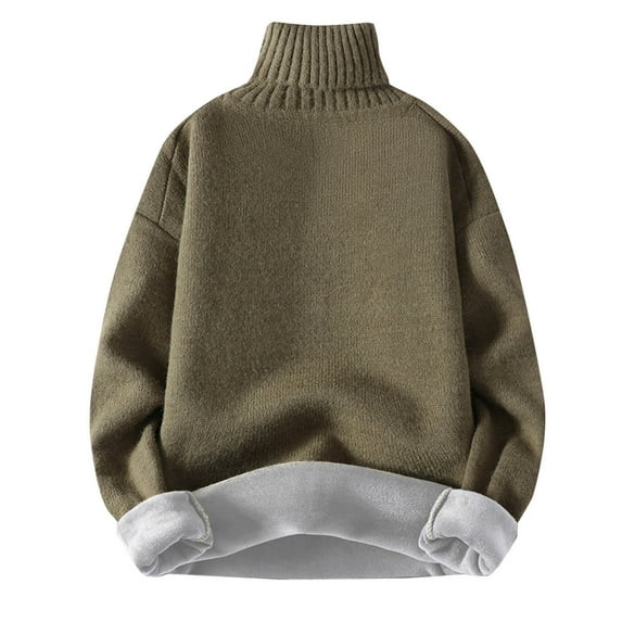 cfhntfmh Oversized Sweaters for Men Warm Fleece Turtleneck Long Sleeve Knit Sweates Loose Thicked Solid Color Winter Pullovers