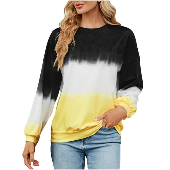 cfhntfmh Oversized Sweatshirt for Women Soft Crewneck Long Sleeve Pullover Tops Fashion Tie-Dye Tunic Shirts