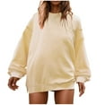 thumbnail image 1 of cfhntfmh Oversized Sweatshirts Women Crew Neck Long Sleeve Shirts Casual Loose Side Slit Fall Outfits Womens Fashion Clothes（Beige,X-Large), 1 of 7