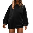 thumbnail image 1 of cfhntfmh Oversized Sweatshirts Women Crew Neck Long Sleeve Shirts Casual Loose Side Slit Fall Outfits Womens Fashion Clothes（Black,X-Large), 1 of 7