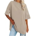 thumbnail image 1 of cfhntfmh Oversized Tops for Women Casual Summer Crewneck Half Sleeve Basic T-Shirts Flowy Beach Vacation Baggy Blouses Shirts, 1 of 5