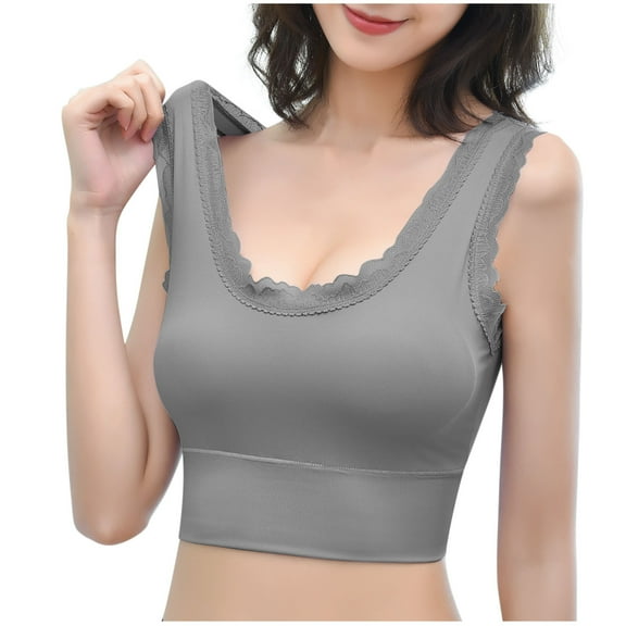 cfhntfmh Padded Sports Bras for Women Strappy Scoop Neck Yoga Bras for Workout Running Gym Seamless Athletic Bra