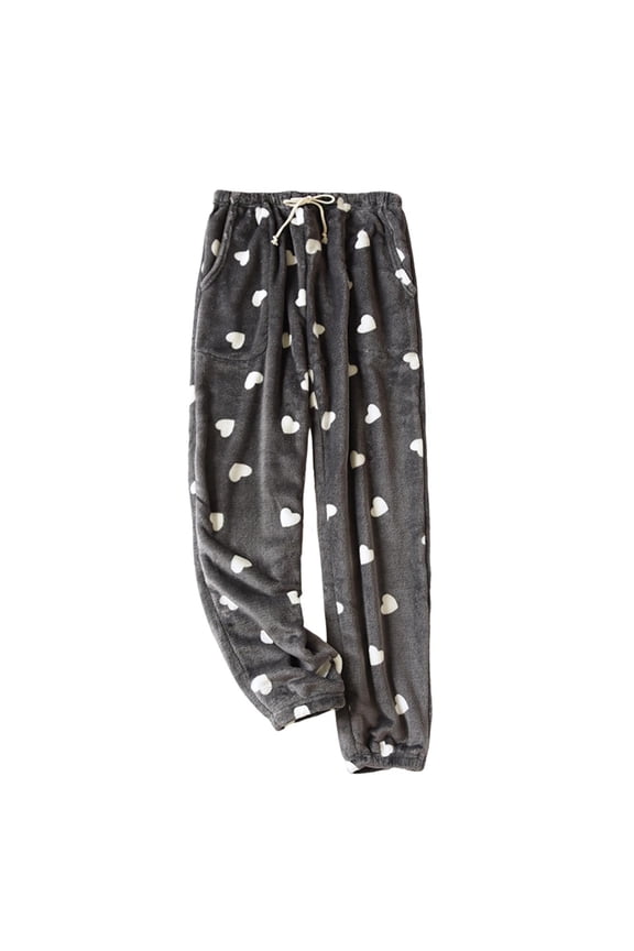 Pajama Pants for Women Fuzzy Comfy Elastic Waisted Cute Printed Pants with Pockets Sleepwear Plush Jogger Pants