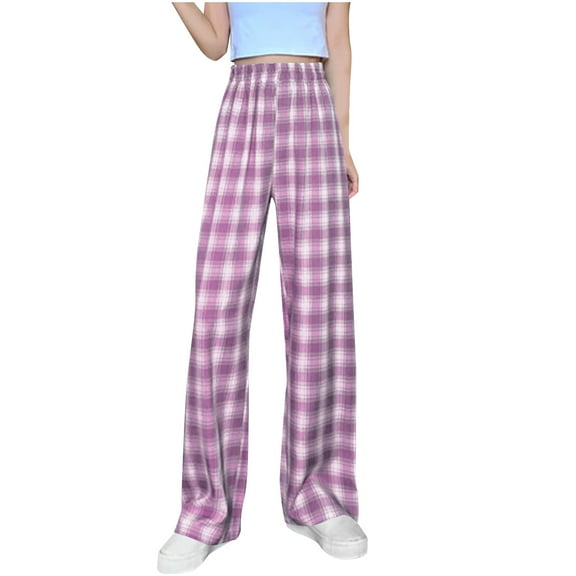 cfhntfmh Pajama Pants for Women Plaid Stretch Comfy Lounge Pants Drawstring Waist Pjs Bottoms with Pockets Sleepwear（Purple,Free Size)