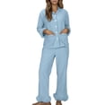 thumbnail image 1 of cfhntfmh Pajama Sets 2 Piece for Women Long Sleeve Lounge Sets Pjs Casual Ladies Fall Outfit Pj Sleepwear with Pockets, 1 of 7