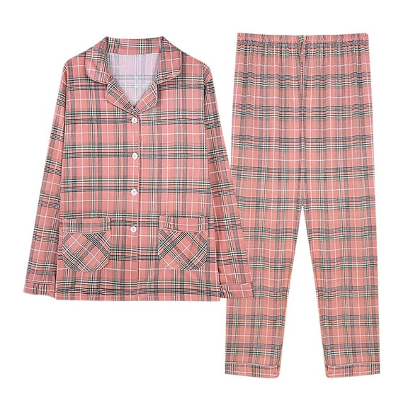 cfhntfmh Pajama Sets Womens Soft Comfy Pj Set Cute Print Long Sleeve Button down Shirt with Long Pants 2 Piece Outfits with Pocket（Watermelon Red,XX-Large)