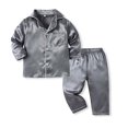 thumbnail image 1 of cfhntfmh Pajama Sets for Girls Boys Soft Long Sleeve Collared Buttons down Shirts Lounge Elastic Waisted Pants Sleepwear Sets, 1 of 3