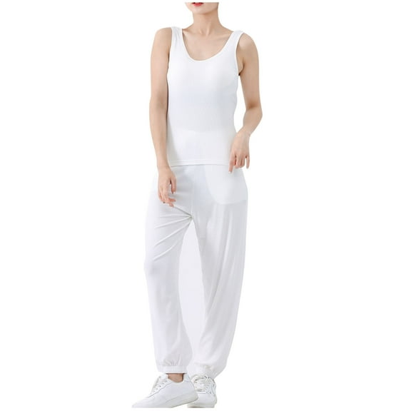 cfhntfmh Pajama Sets for Women 2 Piece Pjs Sets Soft Sleeveless Scoop Neck Sleep Tank Tops Lounge Jogger Pants Sleepwear