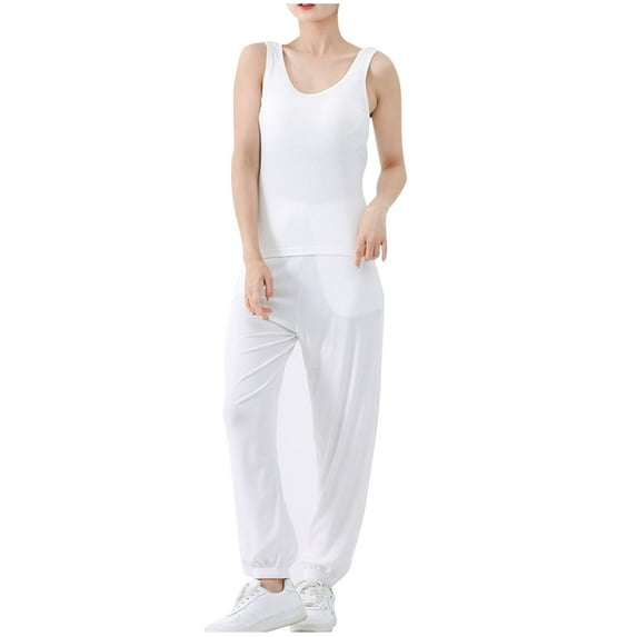 cfhntfmh Pajama Sets for Women 2 Piece Pjs Sets Soft Sleeveless Scoop Neck Sleep Tank Tops Lounge Jogger Pants Sleepwear