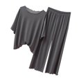 thumbnail image 1 of cfhntfmh Pajama Sets for Women 2 Piece Pjs Sleepwear Sets Comfy Crewneck Short Sleeve Tops Soft Loose Long Pants, 1 of 2