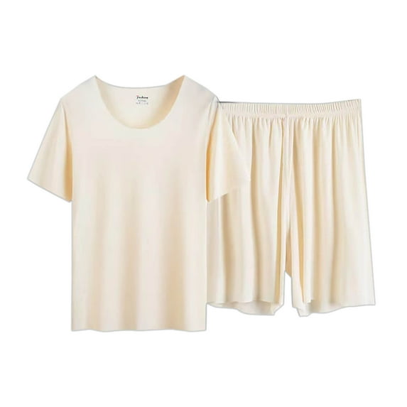 cfhntfmh Pajama Sets for Women Comfy Crewneck Short Sleeve Solid Color T-Shirts Loose Wide Leg Shorts Sleepwear Sets