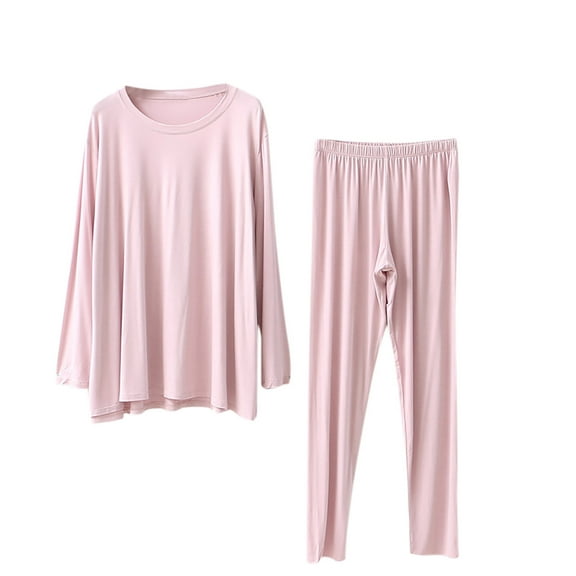 cfhntfmh Pajama Sets for Women Comfy Long Sleeve Casual Crewneck Baisc Tops Sleepwear Soft Stretch Long Pants Pjs Sets