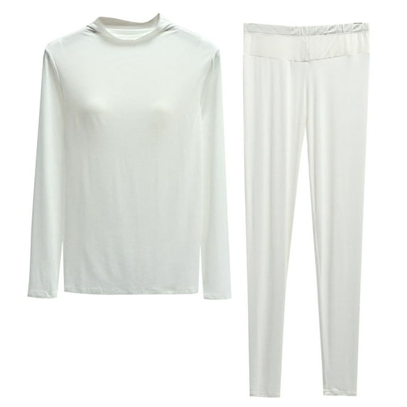 cfhntfmh Pajama Sets for Women Comfy Long Sleeve Mock Neck Padded Shirts 2 Piece Pjs Sets Lounge Long Trousers Sleepwear