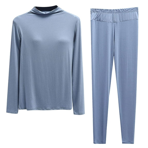cfhntfmh Pajama Sets for Women Comfy Long Sleeve Mock Neck Padded Shirts 2 Piece Pjs Sets Lounge Long Trousers Sleepwear