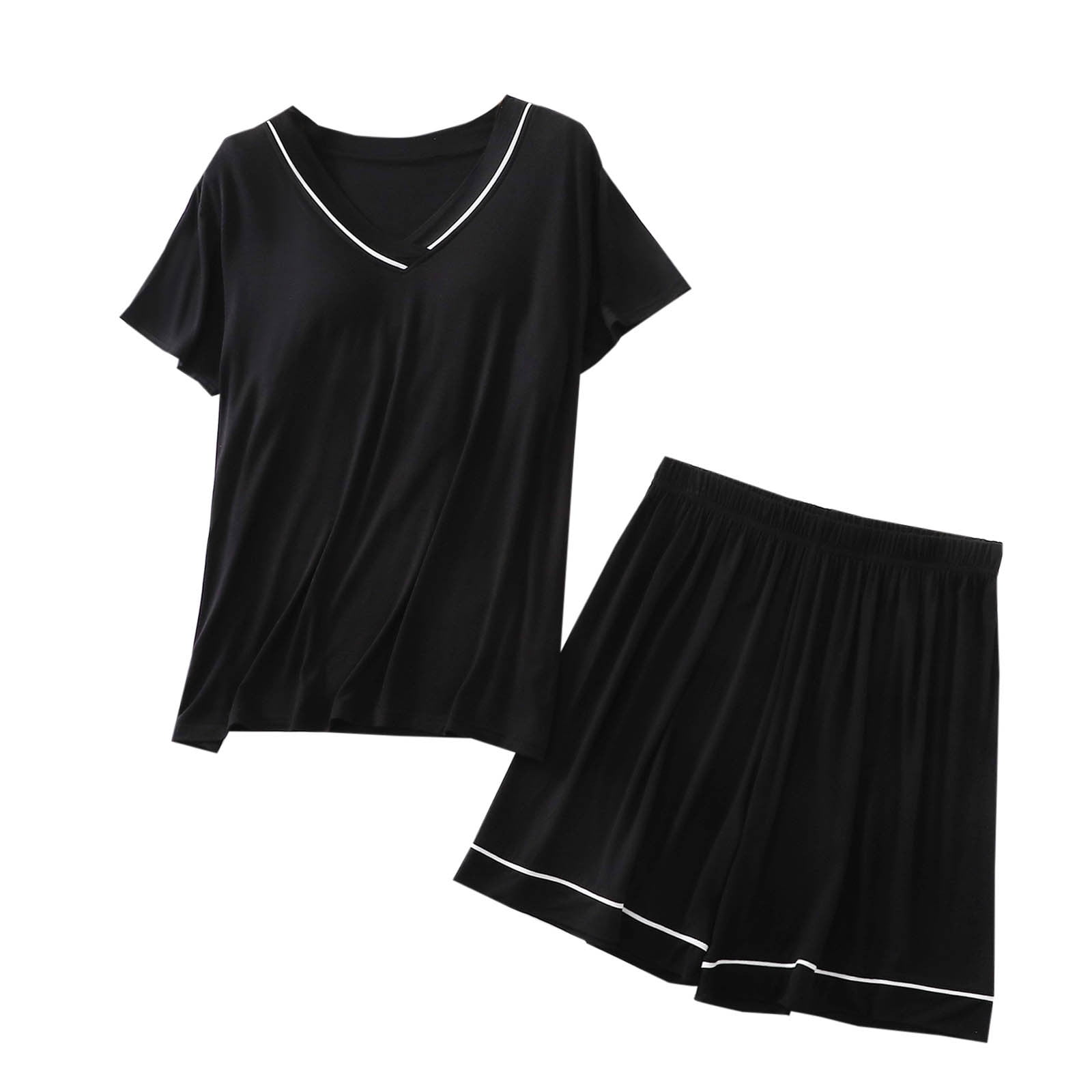cfhntfmh Pajama Sets for Women Comfy Short Sleeve V Neck Soft T-Shirts ...
