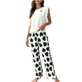 thumbnail image 1 of cfhntfmh Pajama Sets for Women Cute Print Ruffle Cap Sleeve Round Neck Tank Tops Casual Long Pants Sleepwear Lounge Sets, 1 of 5