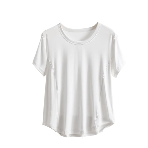 cfhntfmh Pajama Tops for Women Nightshirts Round Neck Solid Color Loose Comfy Pjs Top Sleep Shirts for Women Sleepwear
