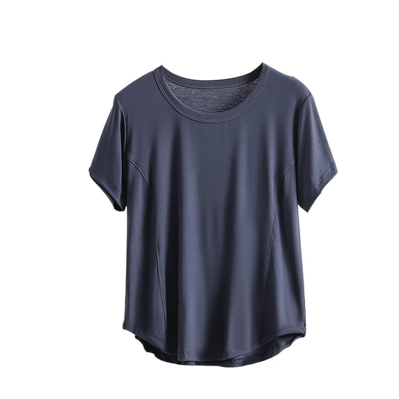 cfhntfmh Pajama Tops for Women Nightshirts Round Neck Solid Color Loose Comfy Pjs Top Sleep Shirts for Women Sleepwear
