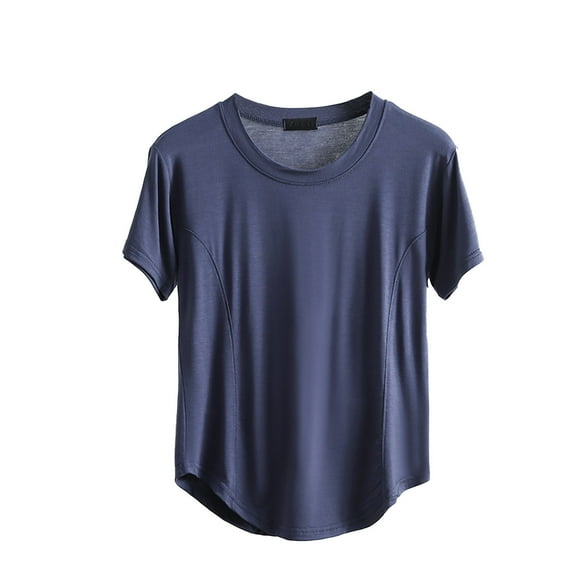cfhntfmh Pajama Tops for Women Soft Short Sleeve Round Neck Casual Sleepwear Undershirts Comfy Basic T-Shirts