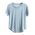 thumbnail image 1 of cfhntfmh Pajama Tops for Women Soft Short Sleeve Round Neck Casual Sleepwear Undershirts Comfy Basic T-Shirts, 1 of 3