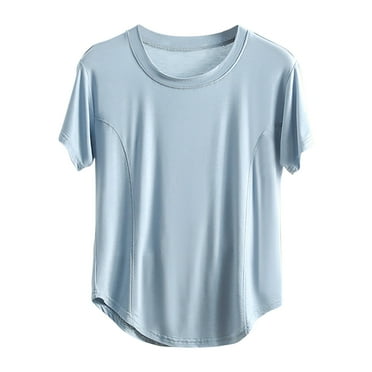 cfhntfmh Pajama Tops for Women Soft Short Sleeve Round Neck Casual Sleepwear Undershirts Comfy Basic T-Shirts