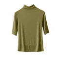 thumbnail image 1 of cfhntfmh Pajama Tops for Women Trendy Half Sleeve Soft Turtleneck Sleep Shirts Ribbed Lounge Comfy Sleepwear Pjs Tops, 1 of 6
