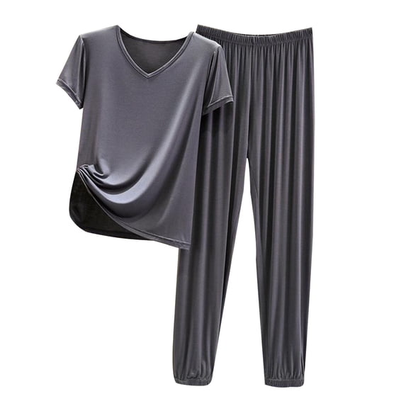 cfhntfmh Pajamas Set for Women 2 Piece Pjs Set Short Sleeve Crewneck Tops Loungewear Joggers Pants Sleepwear with Pockets