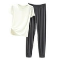 thumbnail image 1 of cfhntfmh Pajamas Set for Women 2 Piece Pjs Set Short Sleeve Crewneck Tops Loungewear Joggers Pants Sleepwear with Pockets, 1 of 6