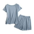 thumbnail image 1 of cfhntfmh Pajamas Set for Women 2 Piece Short Sleeve Sleepwear Soft Crew Neck Tops and Shorts Modal Pjs Lounge Set, 1 of 6