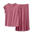 thumbnail image 1 of cfhntfmh Pajamas Set for Women Cotton Modal 2 Piece Summer Lounge Set Soft Comfy Short Sleeve with Long Pant Sleepwear, 1 of 5