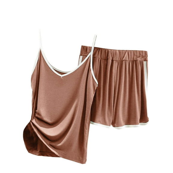 cfhntfmh Pajamas for Women Sleepwear Loose Comfy V Neck Pjs Cami Top with Shorts Set Nightwear