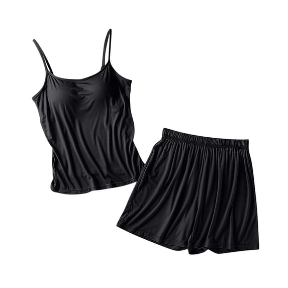 cfhntfmh Pajamas for Women Two Piece Cami Pajama Sets Modal Loungewear Camisole Top with Shorts Sleepwear Built-In Bra