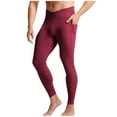 thumbnail image 1 of cfhntfmh Pants for Men Running Leggings Athletic Base Layer Workout Tights with Pockets Sports Basketball Gym Legging(Red,X-Large), 1 of 5