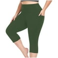 thumbnail image 1 of cfhntfmh Plus Size Leggings for Women with Pockets Seamless Stretchy Capri Leggings Skinny High Waist Athletic Yoga Pants, 1 of 7