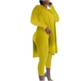 thumbnail image 1 of cfhntfmh Plus Size Outfits for Women Soft Crewneck Long Sleeve Side Slit Long Tops Stretch Slim Legging 2 Piece Lounge Sets, 1 of 5