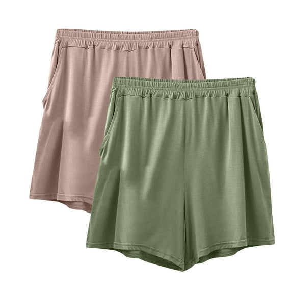 cfhntfmh Plus Size Pajama Shorts for Women Elastic Waist Comfy Lounge Shorts Soft Sleepwear Summer Shorts