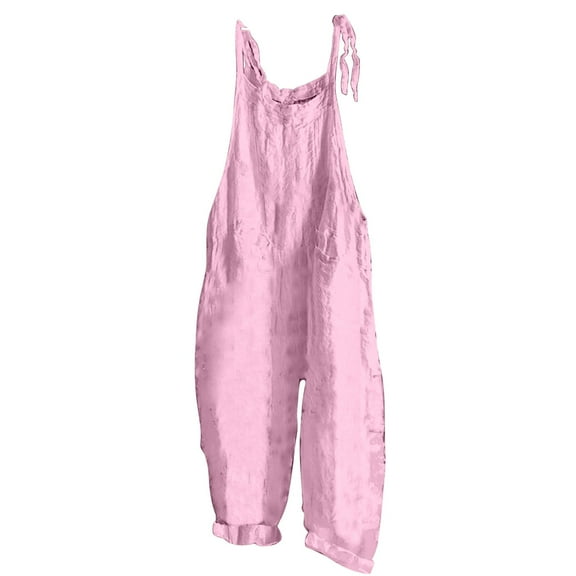 cfhntfmh Plus Size Rompers for Women Loose Sleeveless Adjustable Strap Overalls Casual Summer Wide Leg Baggy Jumpsuit